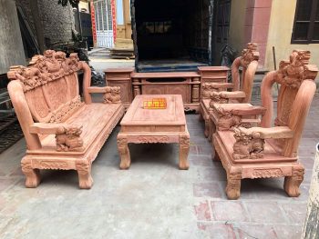 Bộ ghế minh nghê đỉnh rồng cột 12 6 món