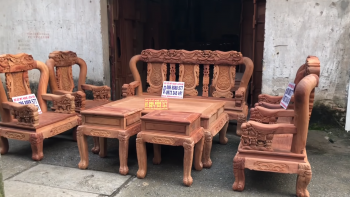 TUYỆT PHẨM Bộ Ghế Minh Quốc Voi Gỗ Hương Đỏ Lào Siêu Víp 8 món cột 12