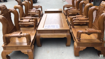 Bộ tần thủy hoàng 8 món cột 12 gỗ cẩm vàng