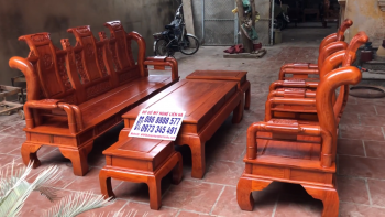 Bộ ghế TẦN THUỶ HOÀNG CỘT 10 gỗ hương đá đỏ