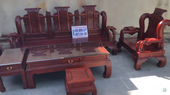 Bộ tần thuỷ hoàng cột 12 6 món gỗ cẩm vàng