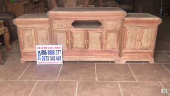kệ tivi kiểu mõ 3 cục 2m2 gỗ hương đỏ lào