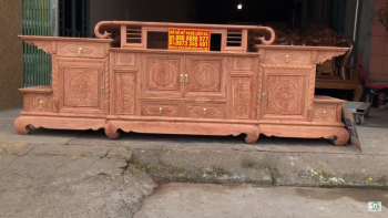 Kệ tivi kiểu vai bò 9 ngăn kéo gỗ hương đá