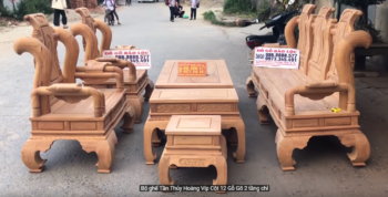 Video Bộ ghế Tần Thủy Hoàng Víp Cột 12 Gỗ Gõ 2 tầng chỉ