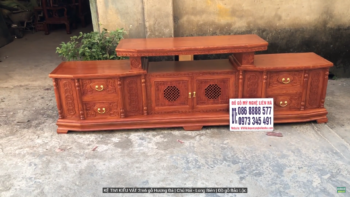 Kệ Tivi Kiểu Vát Gỗ Hương Đá 2m6