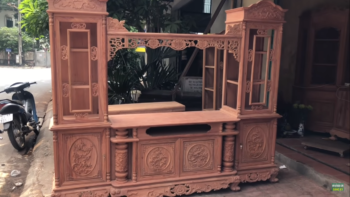 video tu ke tivi ngan gian 2 buong ruou go huong da