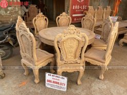 Bộ Bàn Ghế Ăn 8 Ghế Gỗ Gõ - Mẫu Bàn Tròn bo ban ghe an 8 ghe go go mau ban tron dogobaoloc 4
