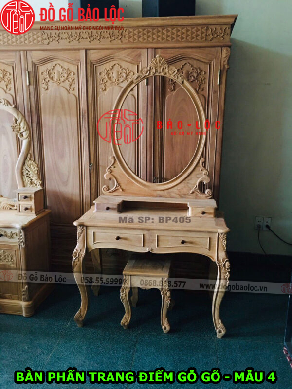Bàn Phấn Trang Điểm Gỗ Gõ - Mẫu 4