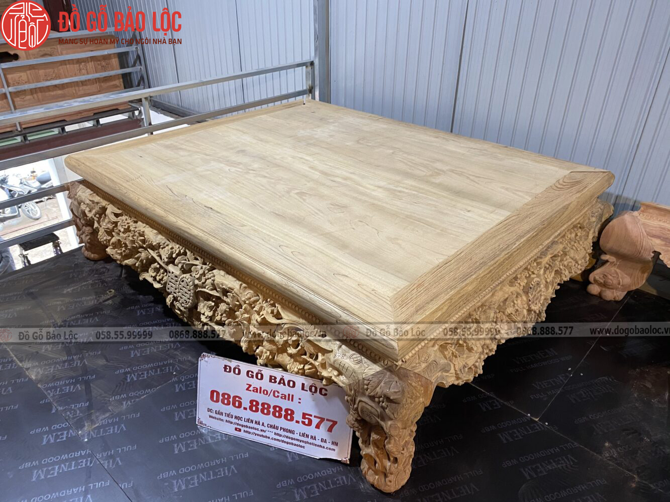 Sập Ngồi Tam Diện Thập Điểu Quần Mai Chân 22 Gỗ Gụ