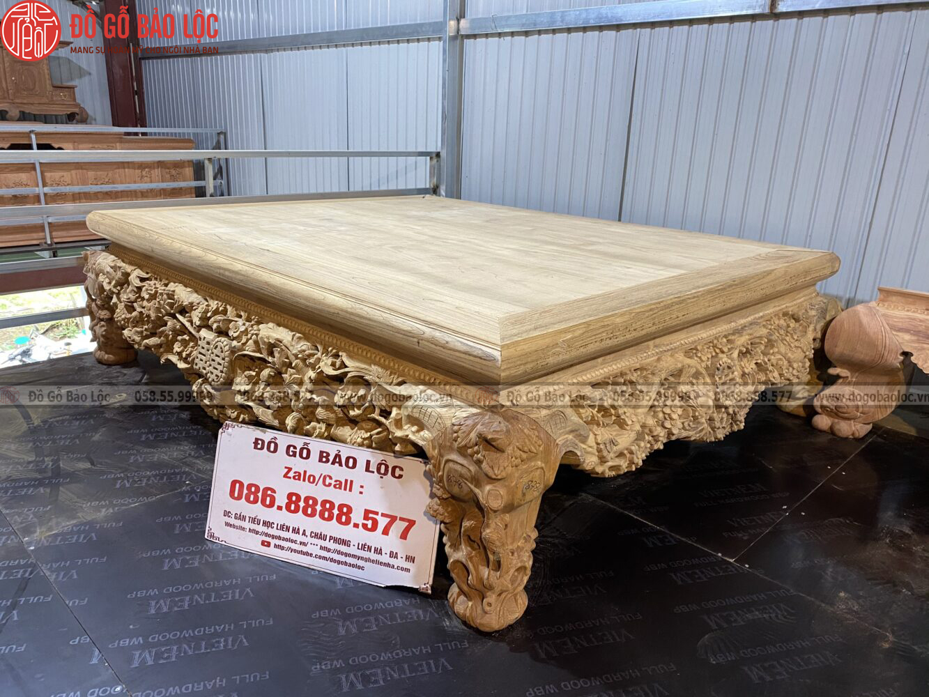 Sập Ngồi Tam Diện Thập Điểu Quần Mai Chân 22 Gỗ Gụ